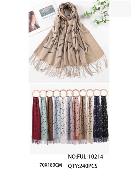 Fular plumas con flecos