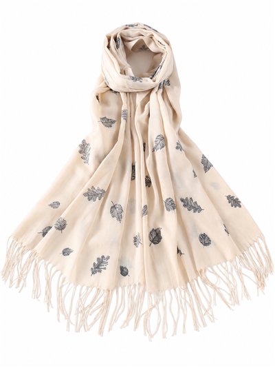 Écharpe à feuilles avec franges