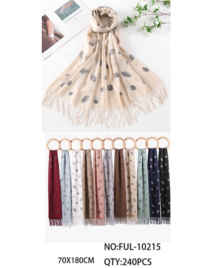 Écharpe à feuilles avec franges 2