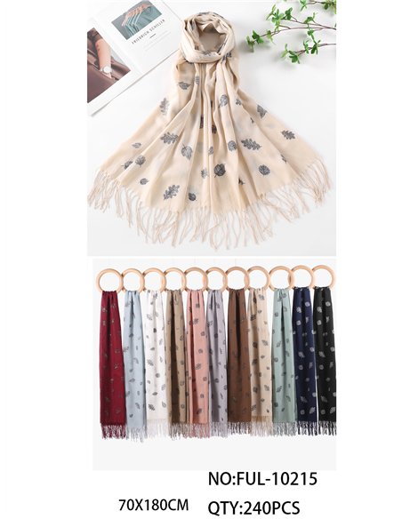 Écharpe à feuilles avec franges