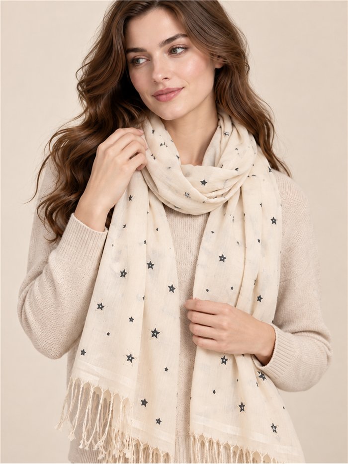 Fular estrellas con flecos