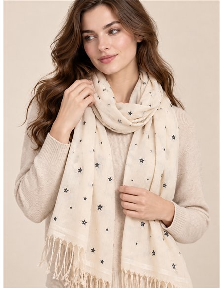 Fular estrellas con flecos