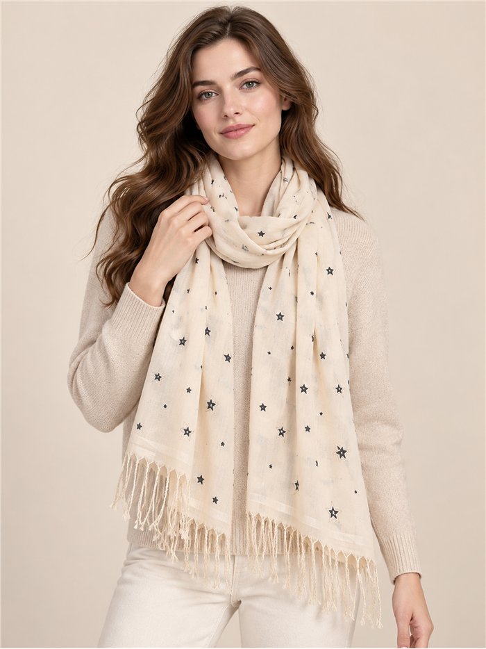 Fular estrellas con flecos