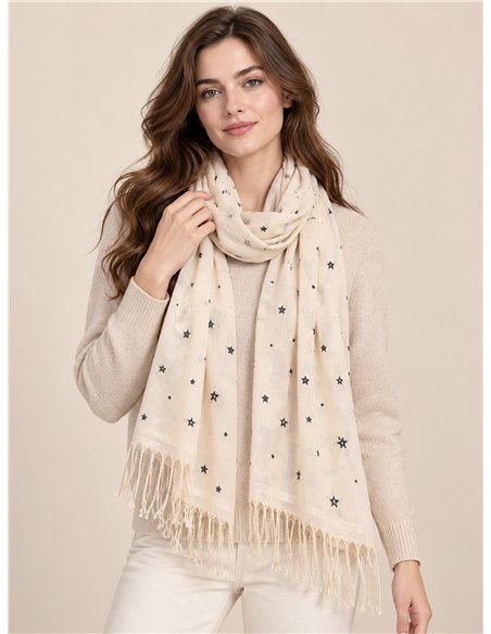 Fular estrellas con flecos