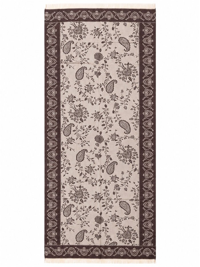 Bufanda floral con cenefa paisley