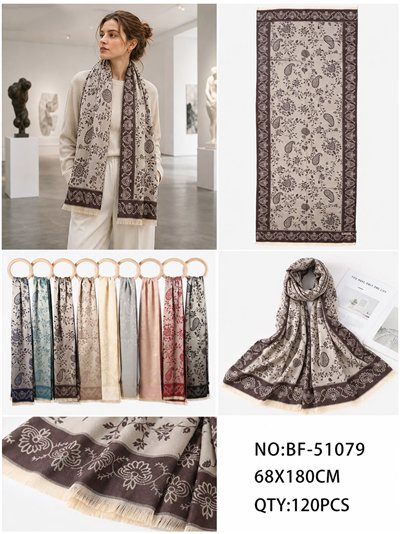 Bufanda floral con cenefa paisley 2