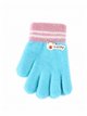 Guantes infantiles suaves con puño a rayas y parche oso