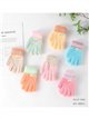 Guantes infantiles suaves con puño a rayas y parche oso