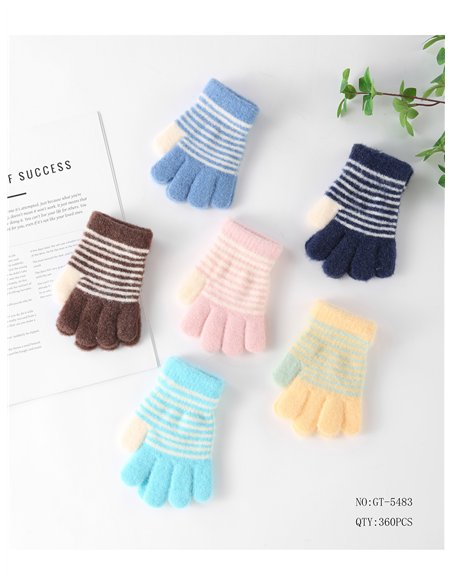 Weiche, gestreifte Kinderhandschuhe