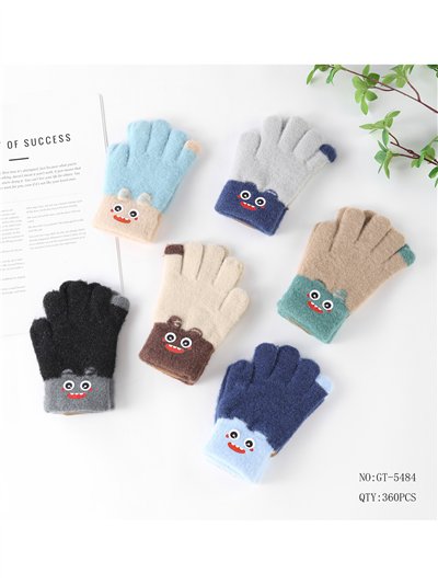 Guantes infantiles suaves con carita monstruo 2