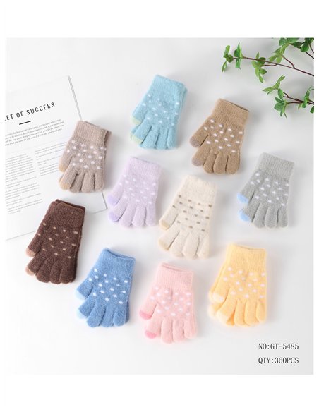 Guantes infantiles suaves de lunares