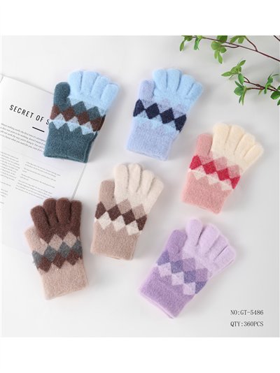 Guantes infantiles suaves estampado rombos 2