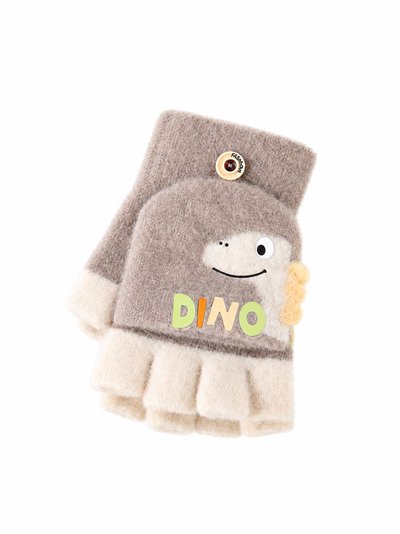 Guantes infantiles mitones con solapa dinosaurio
