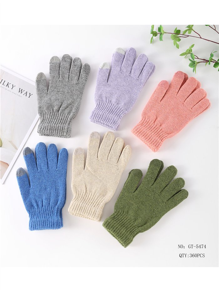 Guantes de punto con detalle en dedos