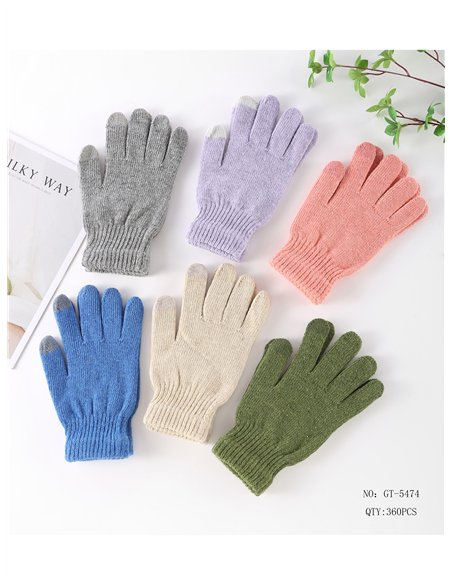 Guantes de punto con detalle en dedos