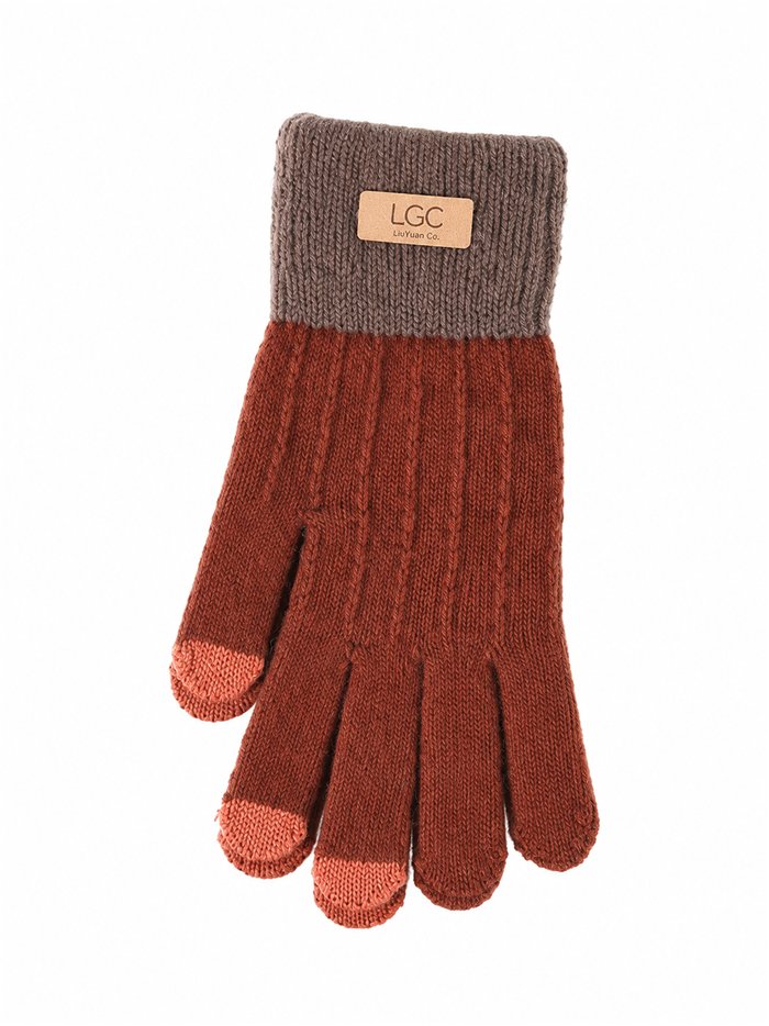 Guantes de punto bicolor con puño ancho