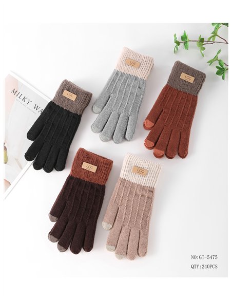 Guantes de punto bicolor con puño ancho