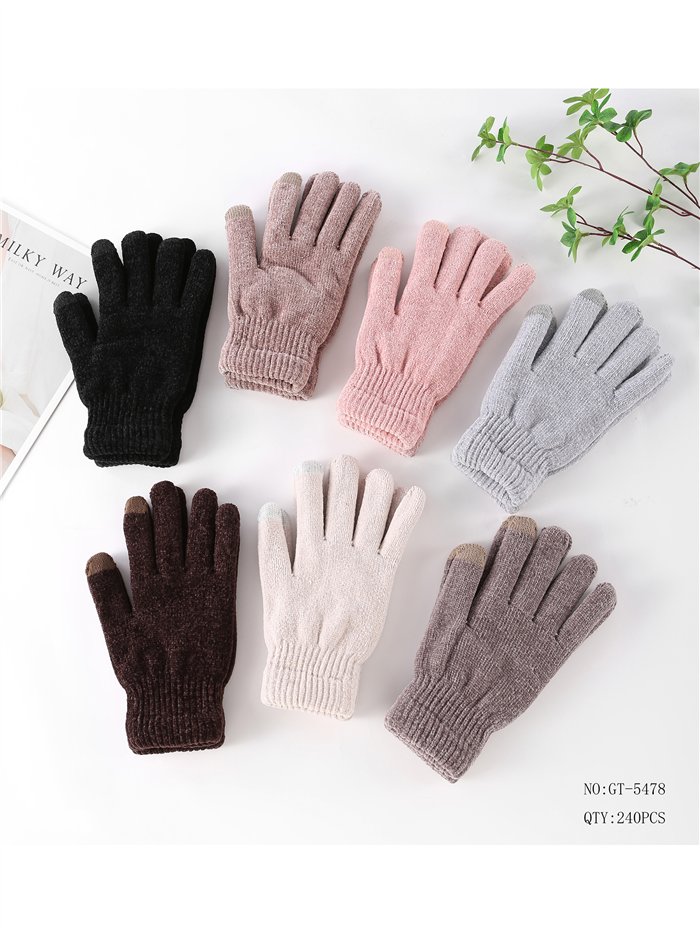 Guantes suaves de punto efecto chenilla