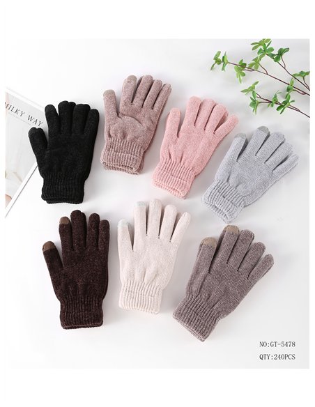 Guantes suaves de punto efecto chenilla