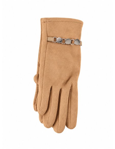 Guantes efecto ante detalle círculos metálicos