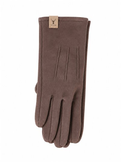Faux suede gloves with stitched detail