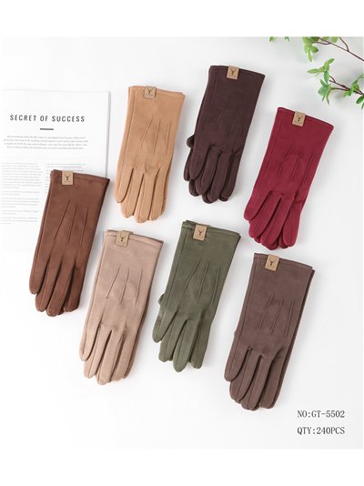 Faux suede gloves with stitched detail 2