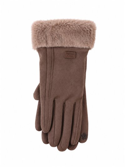 Guantes efecto ante puño de pelo y costuras