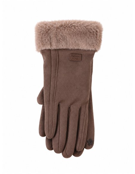 Guantes efecto ante puño de pelo y costuras