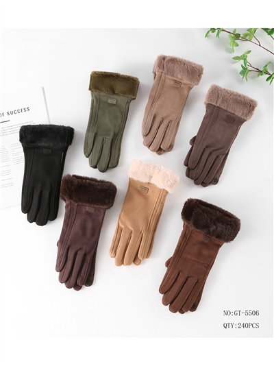 Guantes efecto ante puño de pelo y costuras 2