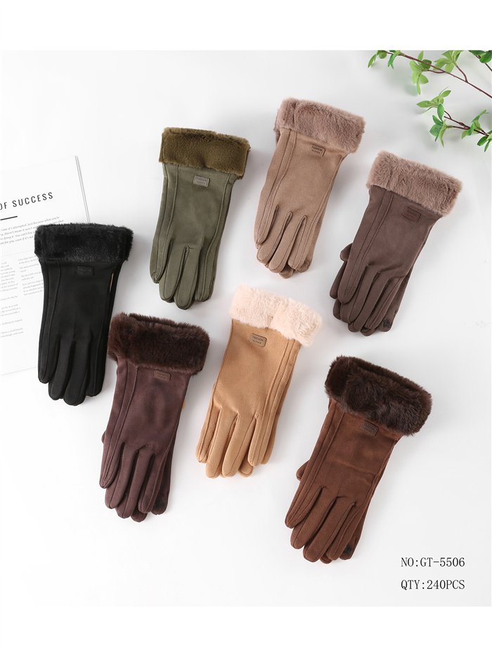 Guantes efecto ante puño de pelo y costuras