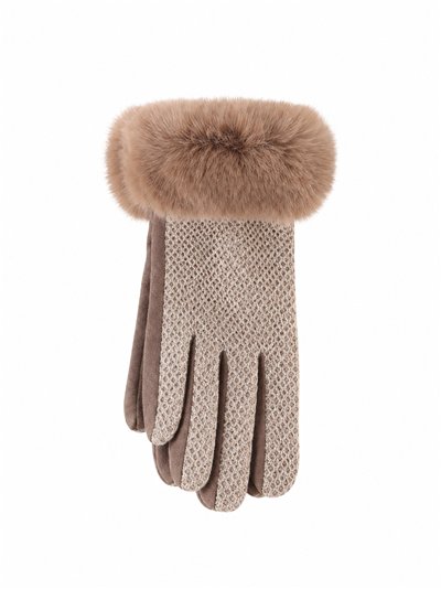 Guantes textura con puño de pelo