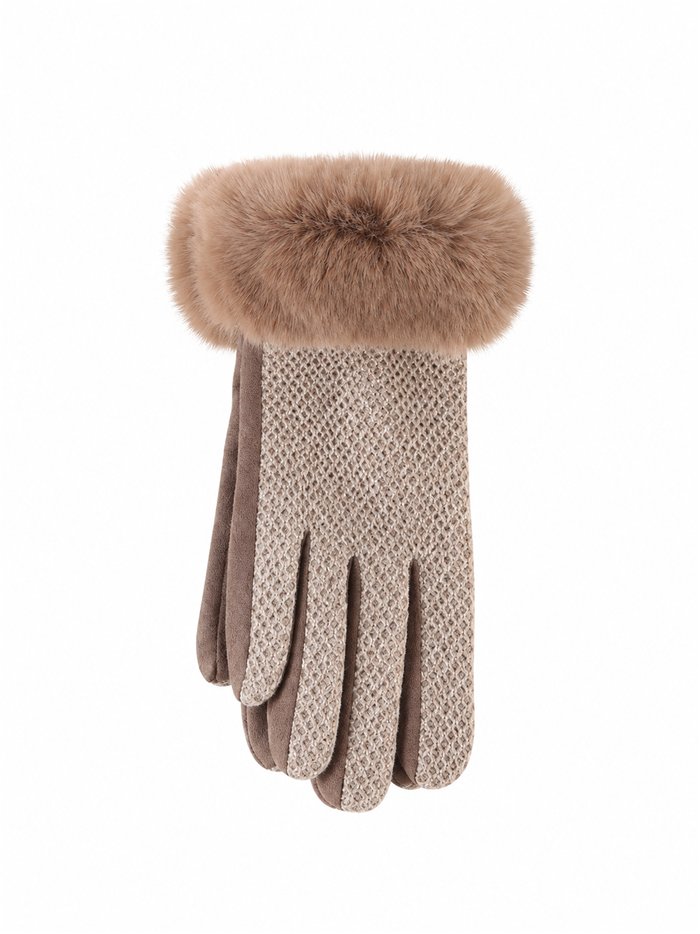 Guantes textura con puño de pelo