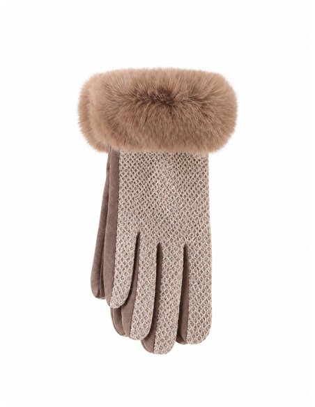 Guantes textura con puño de pelo