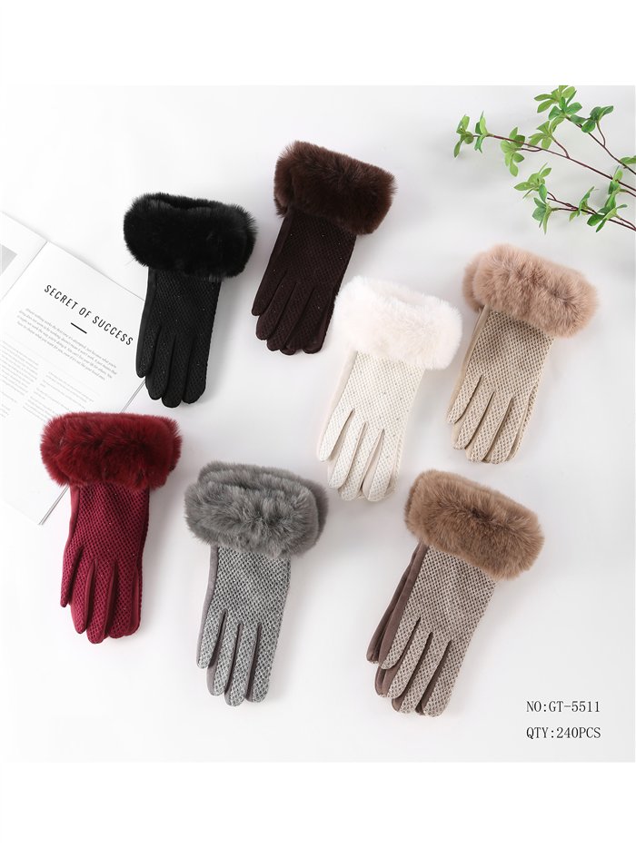 Guantes textura con puño de pelo