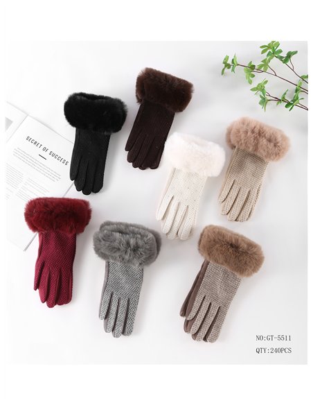 Guantes textura con puño de pelo