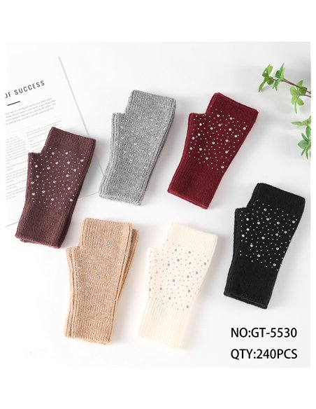 Mitones de punto con strass