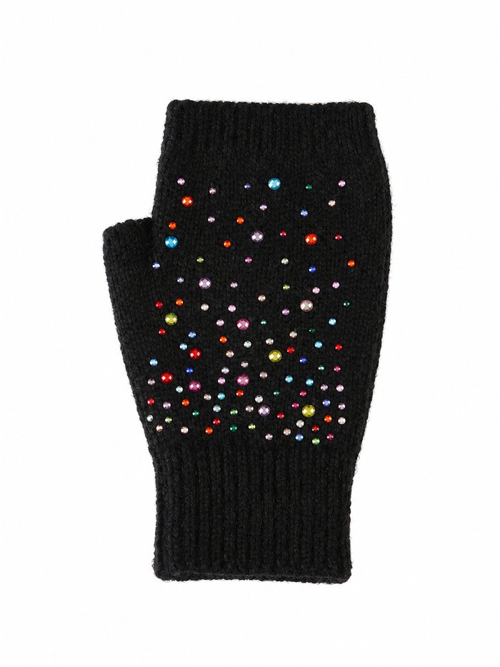 Mitones de punto con strass multicolor