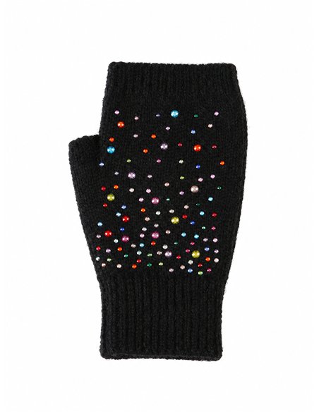 Mitones de punto con strass multicolor