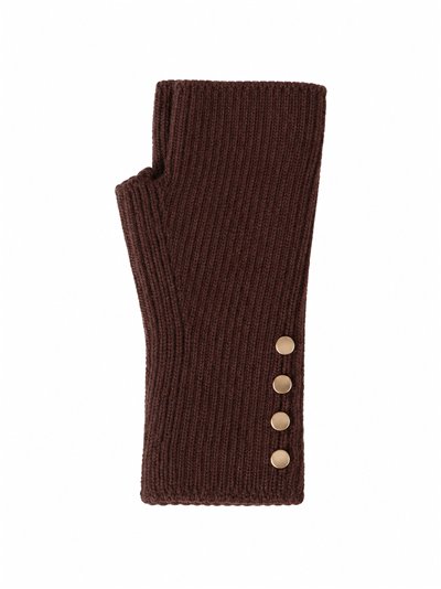 Knit fingerless gloves with gold-tone buttons