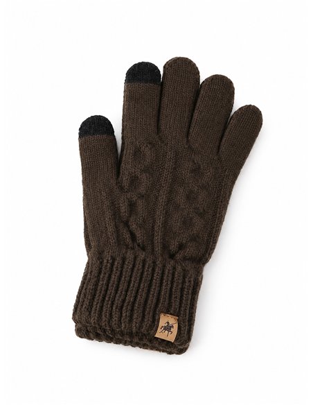 Guantes hombre de punto trenzado