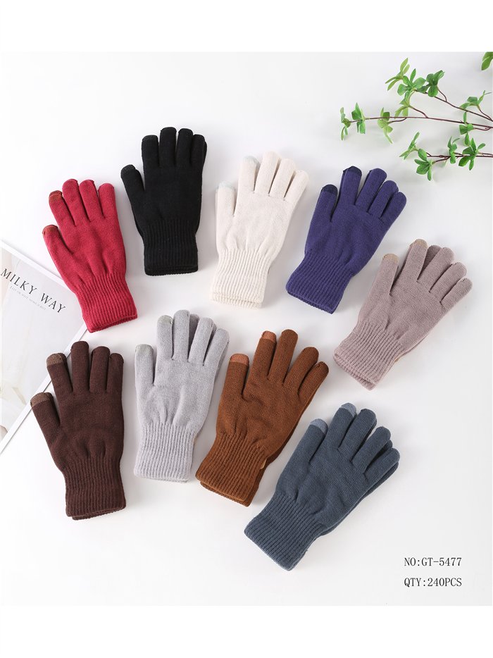 Guantes de punto básicos con dedos a contraste
