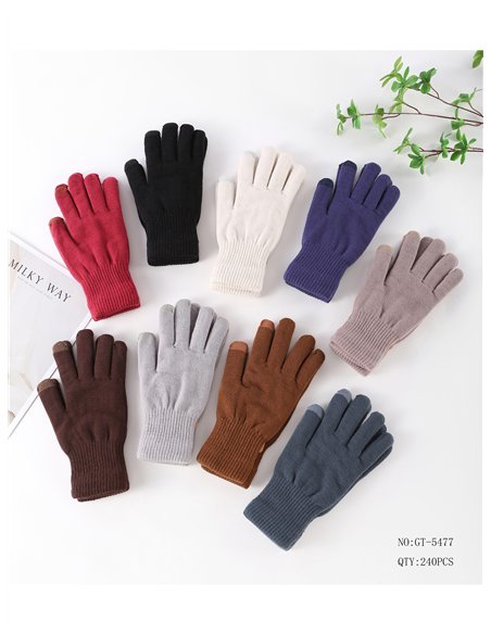 Guantes de punto básicos con dedos a contraste