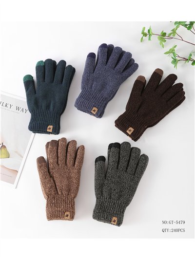 Guantes hombre de punto jaspeado con etiqueta 2