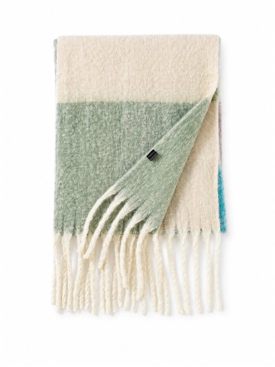 Pastel colour block fringe scarf