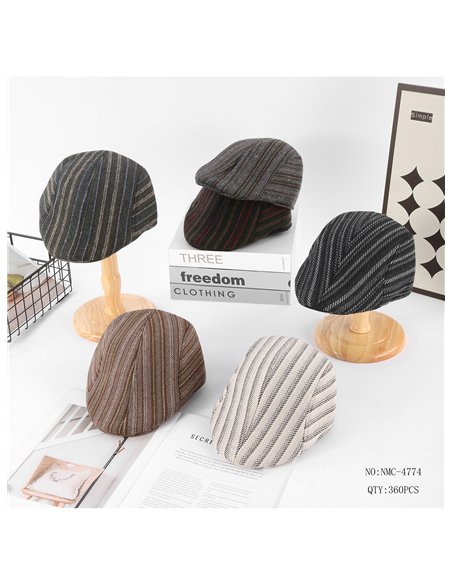 Gorra inglesa de rayas diagonales