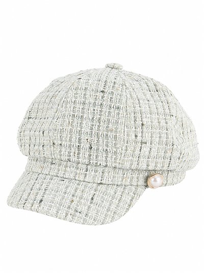 Gorra marinera tweed con lentejuelas y perla
