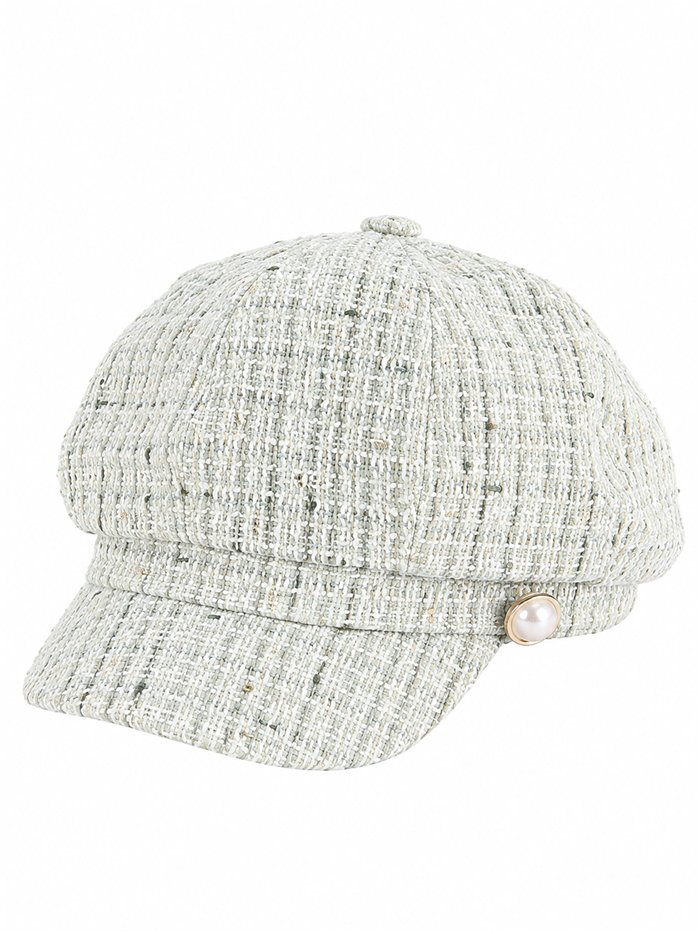 Gorra marinera tweed con lentejuelas y perla