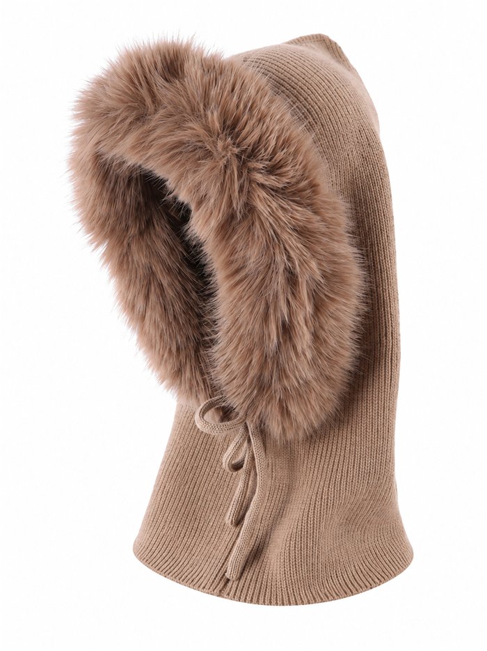 Balaclava de punto con borde efecto pelo