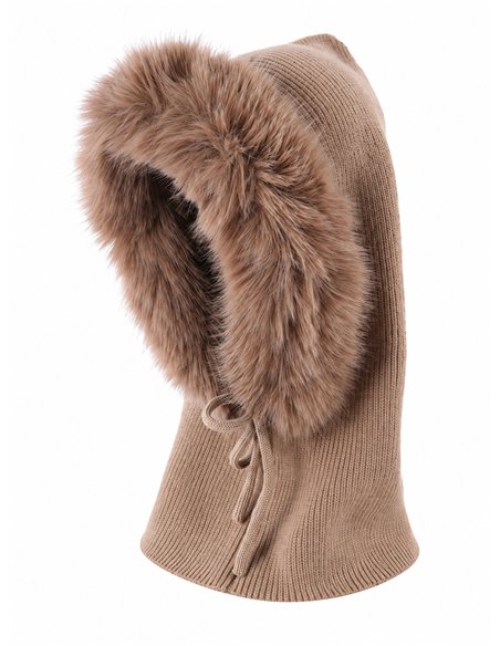 Balaclava de punto con borde efecto pelo