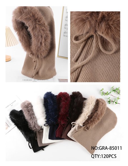 Balaclava de punto con borde efecto pelo
